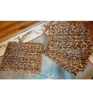 Lot of Eight(8) Bamboo Reed Tortoise Placemats, 18" x 14"